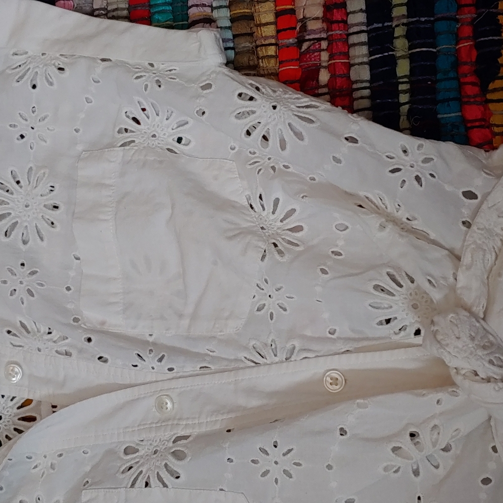 Veronica Beard White Eyelet Button-Down Mini Dress - Picture 6 of 15